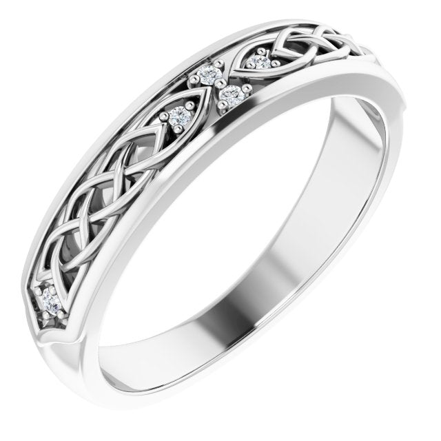 Art Deco Style Round Cut Diamond Wedding Band-VIRABYANI